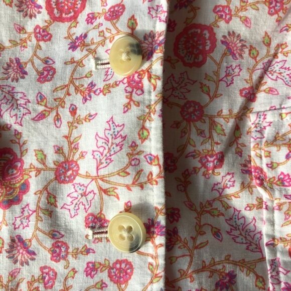 VICTORIA'S SECRET Linen Floral Print Lined 3/4 Sleeve Blazer 4 - Picture 5 of 17